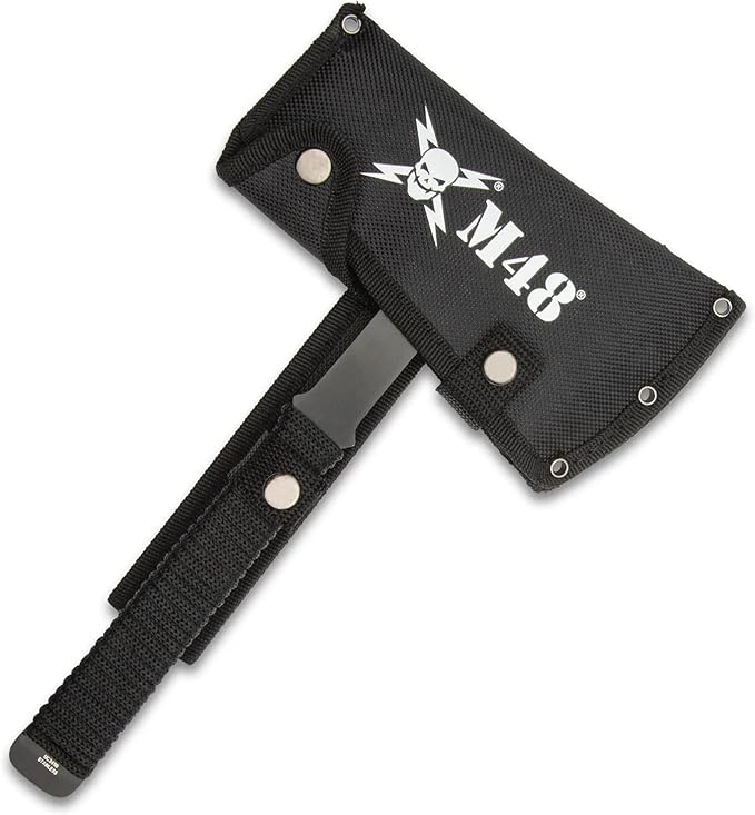 M48 Pro Throwing Axe Set and Sheath - Three-Pieces 3cr13 Stainless Steel Blade Cord-Wrapped Handles - Length 10 3/4”