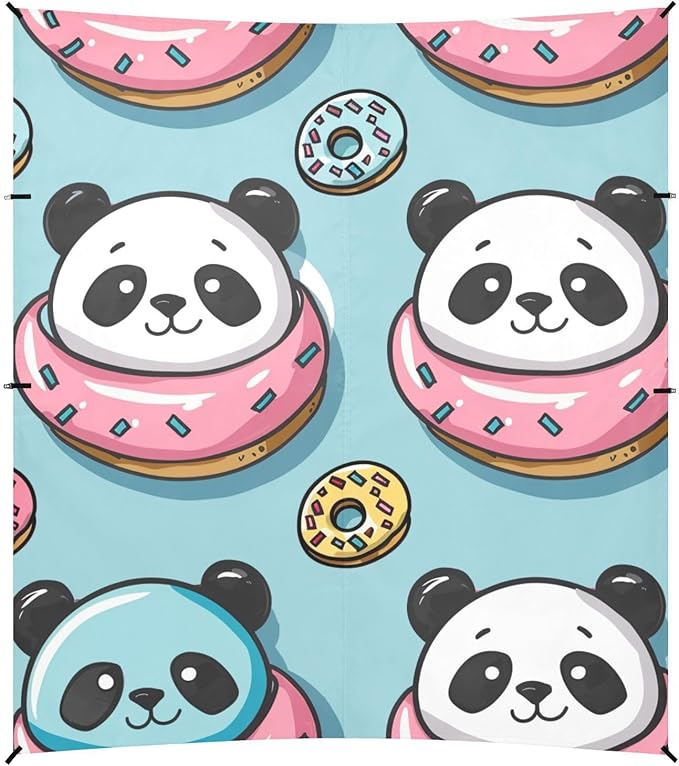 ALAZA Cute Panda Donut Seamless Beach Tent Sun Shelter Portable Canopy Sunshade for Outdoor Camping Picnics Backyard Fun 10x9 ft