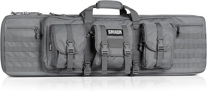 Savior Equipment American Classic Tactical Double Long Gun Bag Pistol Transportation Case w/Backpack Strap Lockable Compartment Available Length in 32 36 42 46 51 55