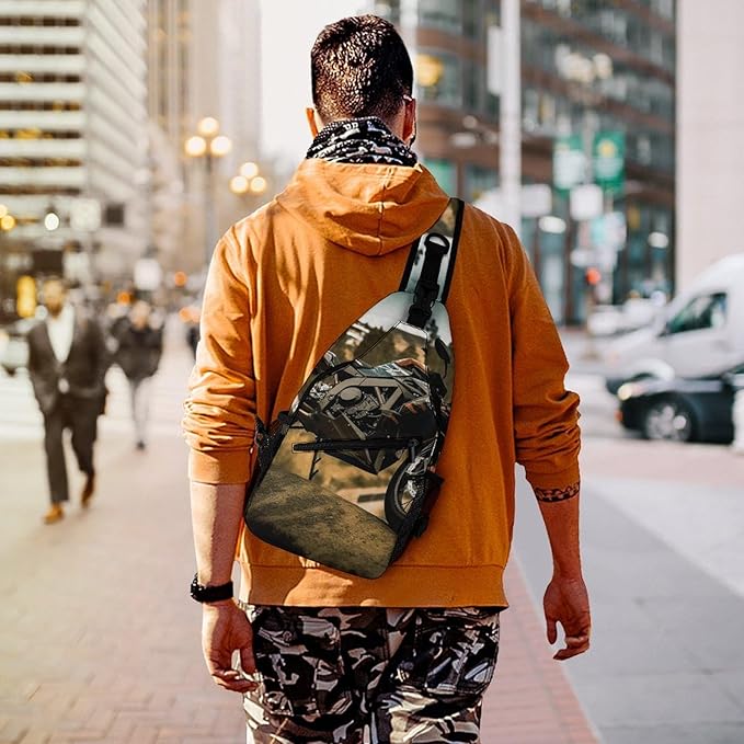 Sport Motorcycle Sling Bag Chest Shoulder Backpack Crossbody Bags Travel Chest Pack Anti Theft Fanny Pack Men Women