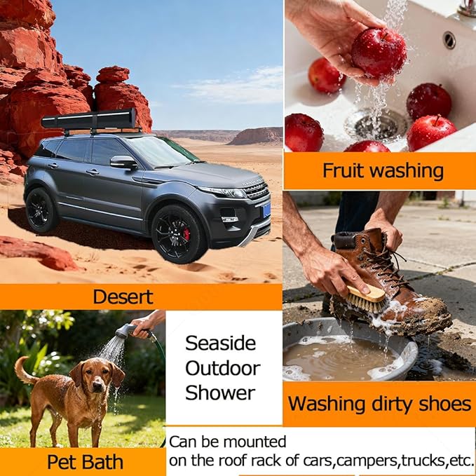 Pressurized Water Tank Camping ShowerTemperature Adjustment Garden Showering MachineOverlanding Portable Water Storage Mountfor HikingCar WashPet CleaningBeach Vacation 18L