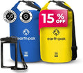 Earth Pak Waterproof Dry Bag - Roll Top Waterproof Backpack Sack (20L Blue &amp 20L Yellow)