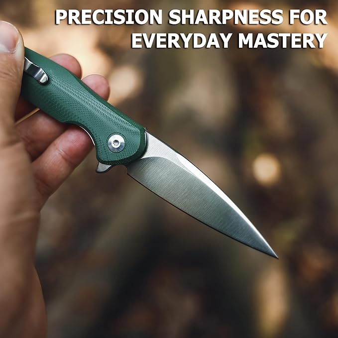 Hummingbird Lightweight Pocket Knife Symbol of Luck &amp PrecisionD2 Steel Folding Blade with Military Green G10 Handle Lightweight Everyday Carry Knife for Husband Dad Unique EDC Gift with Pre