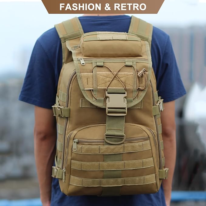 Camping Backpacks for Men Women Outdoor Tactical Oxford Cloth Backpack Large Capacity Hiking Travel Duffle Bags (Black)