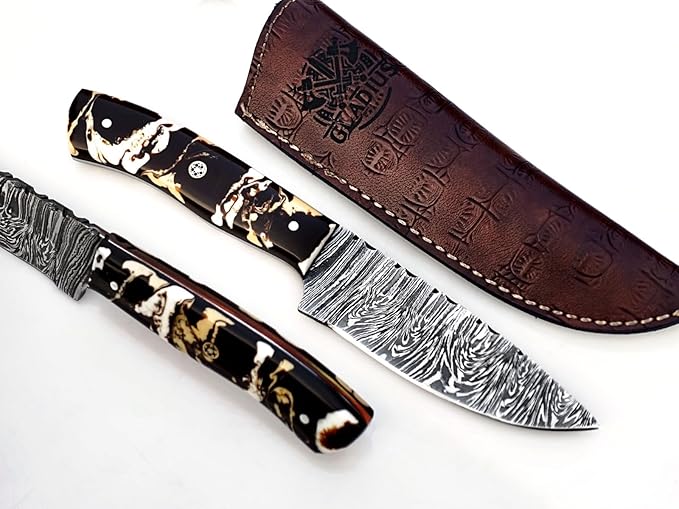 | Viking Heritage Skinner Knife – Expertly Crafted with Damascus steel for Precision Hunting and Field Dressing: Embrace the Timeless Elegance of Craftsmanship with this Razor-Sharp Blade