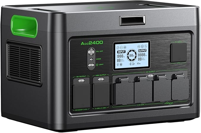 Solar Generator 2400W Portable Power Station 1843Wh UPS Home Battery Backup LiFePO4 Battery Supply with 12 Outlets(2400W AC OutletsPD100W) 2Hrs Quick Charge Home Emergency RV Trip Acc2400