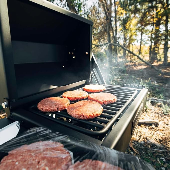 Ash &amp Ember Park-Style Grill/Smoker 260 Sq In Charcoal Grill with Cover 17.5x11.5 Grate Side Shelf for Food Prep Single Post Permanent Park-Style Grill for Outdoor Backyard BBQ