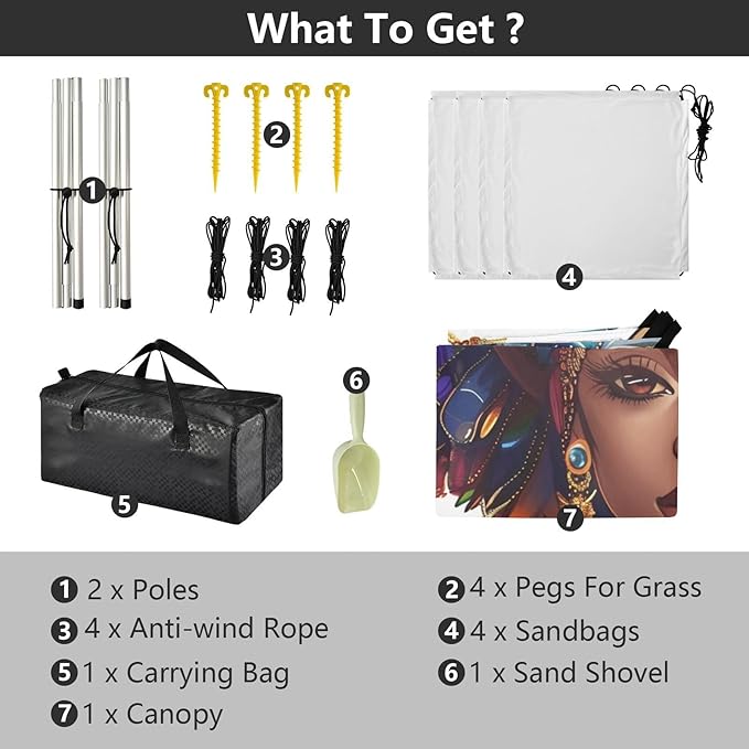 ALAZA an Beautiful African Woman in A Massive Headdress Beach Tent Sun Shelter Portable Canopy Sunshade for Outdoor Camping Picnics Backyard Fun 10x9 ft