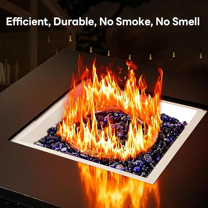 28 Inch Outdoor Propane Fire Pit Table 50000 BTU Square Rattan Propane Fire Pit with Steel Tabletop &amp Removable Lid 4-in-1 Gas FirePit Table with Glass Stones for Patio Backyard