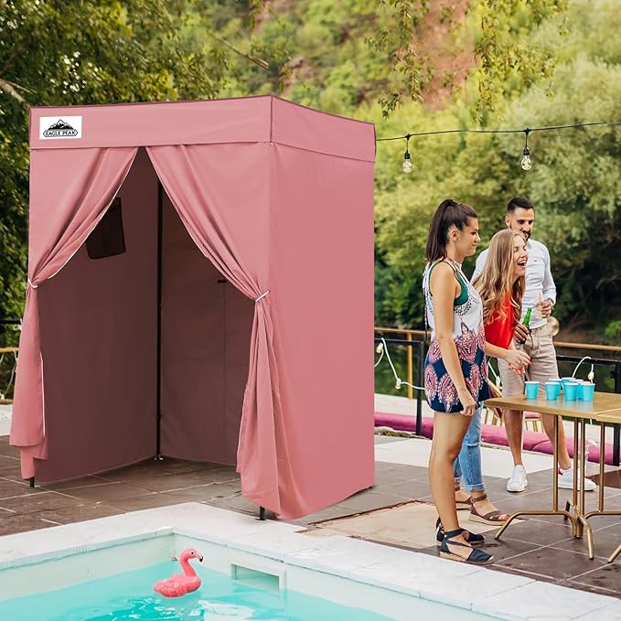 EAGLE PEAK Flex Compact 5x5 Pop-up Canopy Changing Room Portable Privacy Dressing Room for Indoor Fashion Photoshoots Camping or Pool Pink
