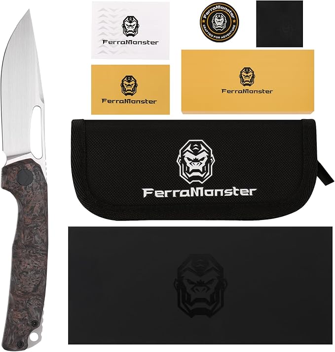 Pocket Knife 3.5 M390 Blade Folding Knife Hunting Knife Survival Knife with Pocket Clip EDC Knives for Hunting Camping Survival Outdoor Fishing Hiking (Copper&ampGrey)