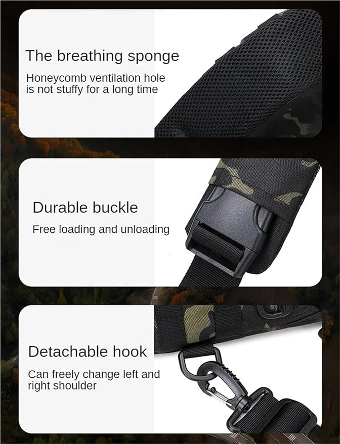 Men's Fishing Chest Bag Tactical Sports Shoulder Fanny Pack Camping Cycling MOLLE Sling Bags EDC(BKCamo)