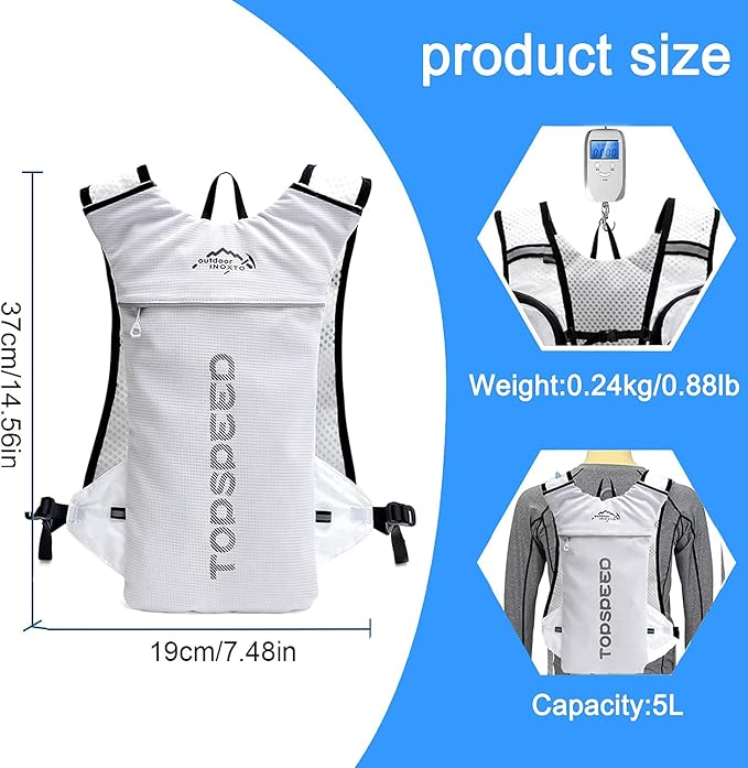 INOXTO Running Hydration Vest BackpackLightweight Insulated Pack with 1.5L Water Bladder Bag Daypack for Hiking Trail Running Cycling Race Marathon for Women Men