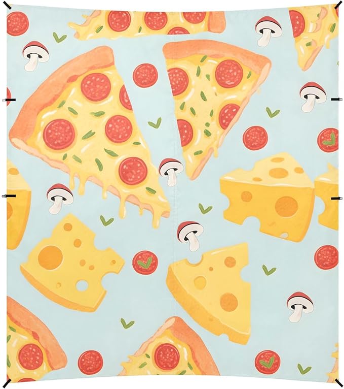 ALAZA Pizza Cheese Pattern Beach Tent Sun Shelter Portable Canopy Sunshade for Outdoor Camping Picnics Backyard Fun 10x9 ft