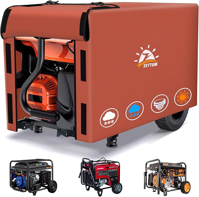 Zettum Generator Cover 24 Inch - 600D Outdoor Generator Cover Heavy Duty Waterproof Small Equipment Cover Outside for DuroMax Westinghouse Champion Predator Honda Portable Generator 2000-5000W