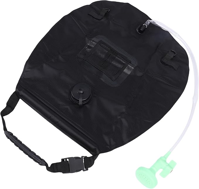 Focket Solar Shower Bag 20L Solar Heating Camping Shower Portable with Switchable Head for Car Outdoor Beach Swimming (Black)