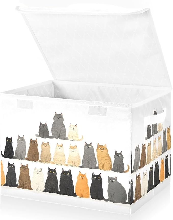 Storage Cube with Lid Cats Group Print 16.5×12.6×11.8 IN Collapsible Large Capacity Foldable Storage Basket Bin Organizer