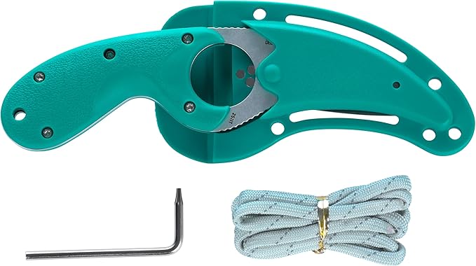 CRKT Bear Claw Fixed Blade Knife with Sheath: Rafting Rescue Self-Defense Serrated Blade with Blunt Tip Green Glass-Reinforced Nylon Handle Positive Sheath Lock 2511T