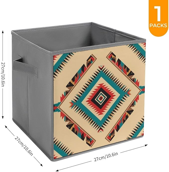 Clever Cube Storage Bins Native American Western Aztec Practical Organizer for Small Spaces Fashionable Storage Solution