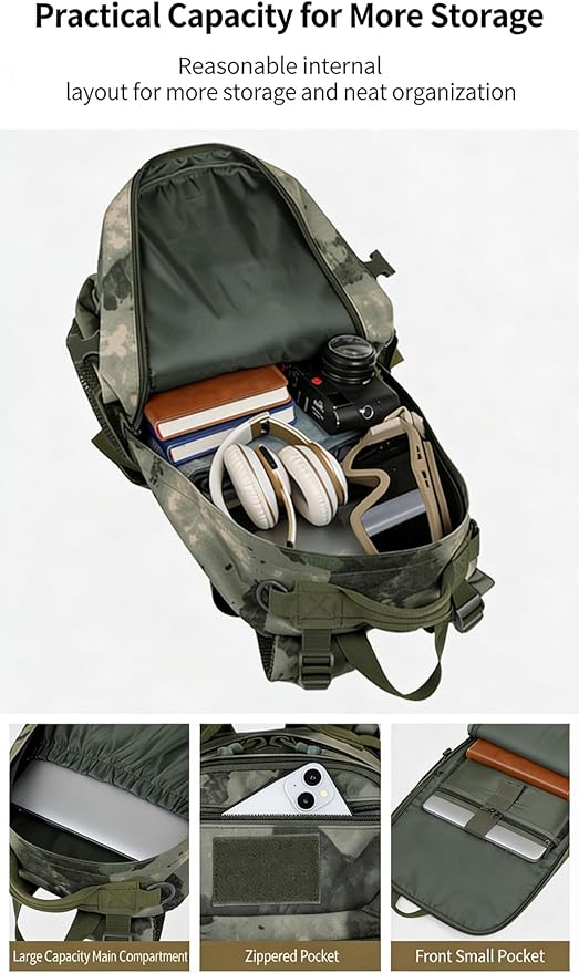 LINGYUE Tactical Backpack Waterproof Hiking Bagpack 30L Large Capacity Outdoor Daypack With MOLLE System For Camping Trekking Travel(C)