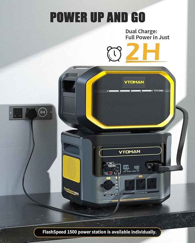 VTOMAN FlashSpeed 1500 Extra Battery 1548Wh Capacity LiFePO4 Battery with BMS Protection for Camping Home Backup Suitable for VTOMAN FlashSpeed 600/1000/1500 Portable Power Station Expand Capacity