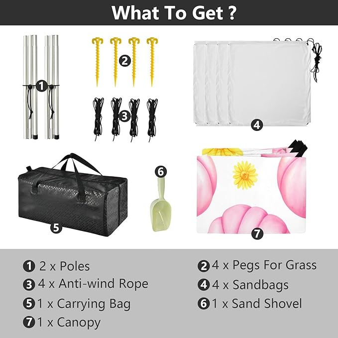 xigua Pumpkins Beach Tent Sun Shelter with Carrying Bag - Silver Coated Oxford Fabric Beach Canopy for Beach Camping Fishing - Includes Windproof Ropes Sandbags &amp Stakes