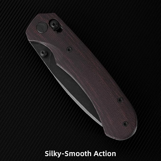 Folding Pocket Knife 3.31'' 154CM Blade EDC Knife Erogonomic Canvas Micarta Handle Pocket Knives for Men Hunting Hiking Survival Knives (Red)