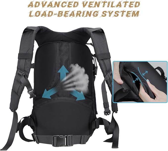 MGFLASHFORCE Molle Military Tactical Backpack for Men 30L Daypack Army Rucksack Pack Bug Out Bag 15.6 Laptop Compartment (Black)