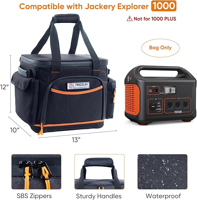 Travel Carrying Case Compatible with Jackery Explorer 1000 Portable Power Station Storage Case with Water- proof Bottom and Pocket for Jackery Accessories Solar Generator Storage Bag Only