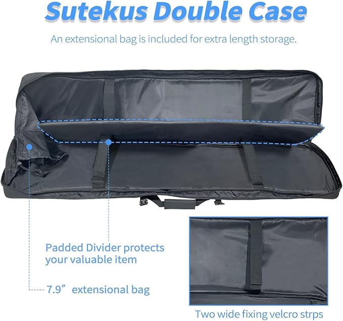 Sutekus Tactical Double Rifle Case Gun Case Padded Rifle Storage Backpack Integrated Pistol and Magazine Storage (3 Sizes 2 color)