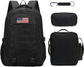 Backpack for Boys 3 in 1 Set 19 Inch 55L Bookbag with Insulated Lunch Box Pencil Case Molle School Backpack for Kids Teens Outdoor Hiking Trekking Camping Travel for Elementary Middle High School