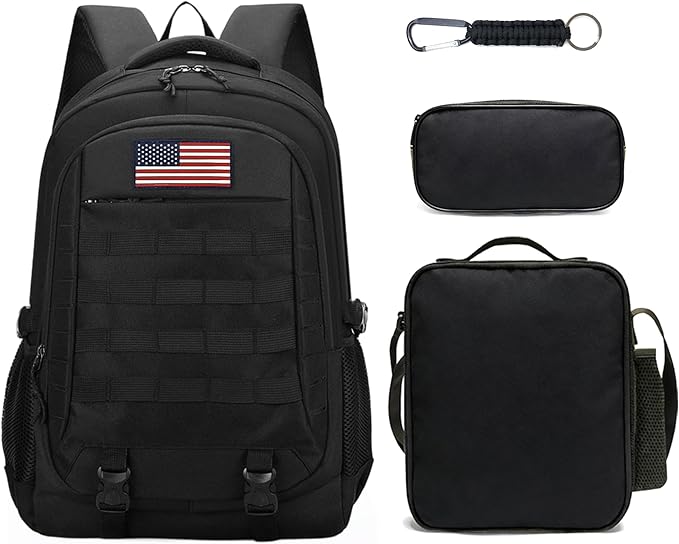 Backpack for Boys 3 in 1 Set 19 Inch 55L Bookbag with Insulated Lunch Box Pencil Case Molle School Backpack for Kids Teens Outdoor Hiking Trekking Camping Travel for Elementary Middle High School