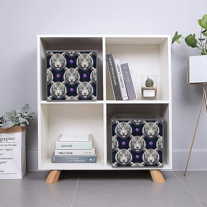 Clever Cube Storage Bins Starry Sky White Tiger Cute Practical Organizer for Small Spaces Fashionable Storage Solution