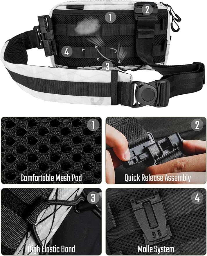 TACTICAL_GEEK Cache L3 Crossbody Shoulder Bag Multipurpose Sling Bag Chest Backpack Casual Shoulder for Daily Carry(White)