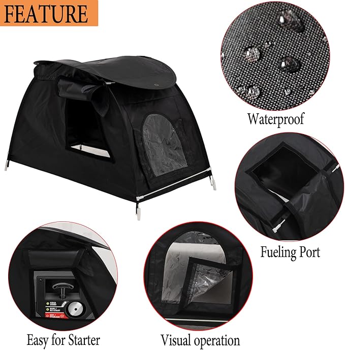 Small Inverter Generator Cover While Running Portable Waterproof Generator Shed CoverOutdoor Generator Tent Cover for Rain Fit Most 1000-5500 Watt Inverter Generators Black