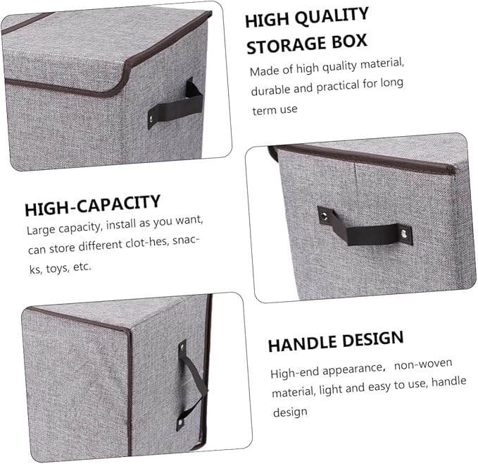 Large Capacity Storage Basket Cotton Linen Storage Box Lid Wardrobe Storage Bin Dividers