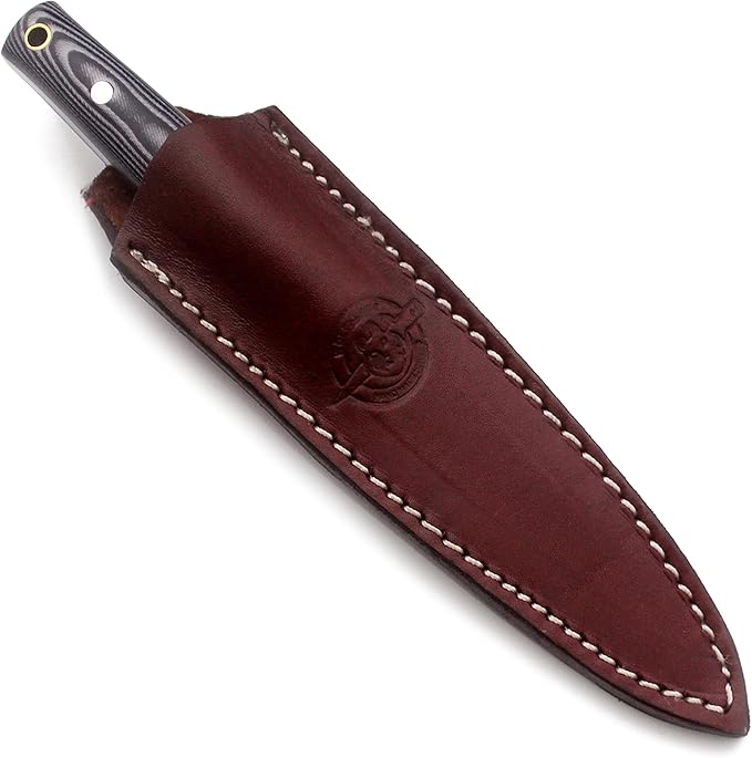 Handmade Damascus Steel Fixed Blade Bowie Knife for EDCHuntingSurvivalCampingBushcraftand Fishing-Fixed Blade Dragger-Full Tang Micarta Handle with Cowhide-Leather Sheath -DCX 22-290