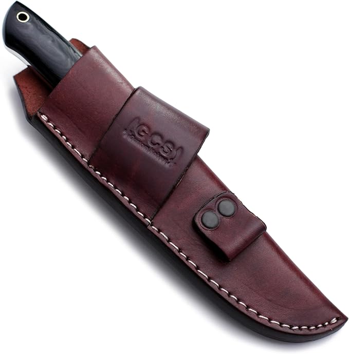 GCS Custom Handmade BLACK MICARTA Handle D2 Tool Steel Tactical Bushcraft Hunting Knife with Horizontal/Vertical Leather Sheath GCS195