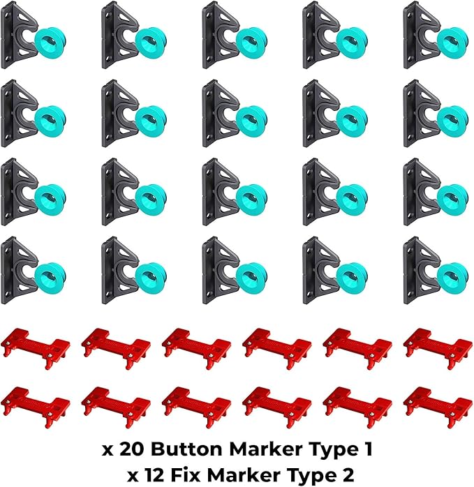 Button Fix Type 2 Bracket Marker Connecting 90 Degree Panels with New Upgraded Button (20 Sets + 10 Marker Guides)