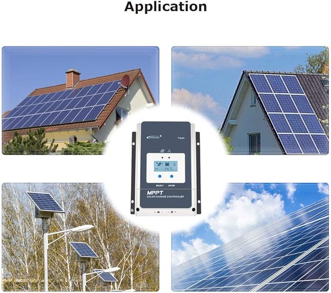 EPEVER 60A MPPT Solar Charge Controller 12/24/36/48VDC Automatically Identifying System Voltage with MT52 Remote Meter &amp Temperature Sensor RTS &amp Communication Cable RS485