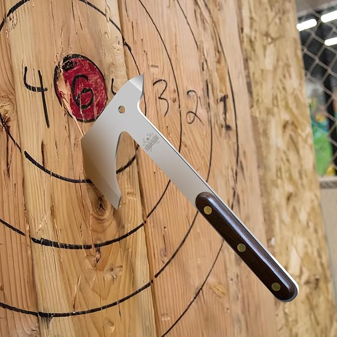 Throwing Axes 3 Pack Set 10.2 Throwing Axes and Tomahawks Full Tang Stainless Steel with Woodle Handle and Nylon Sheaths Perfect for Axe Throwing Game Competition and Recreation