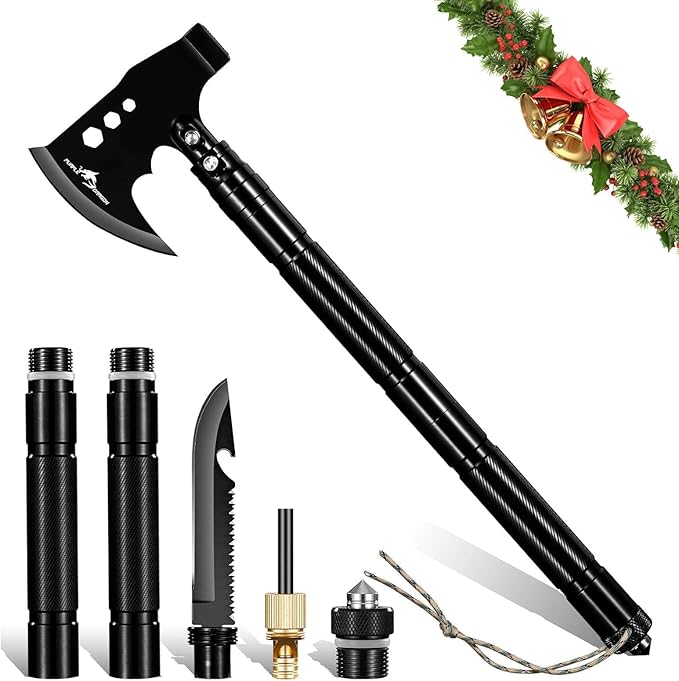 Purple Dragon Camping Hatchet Multi-Tool Camp Axe with Hammer High Carbon Steel Hatchet Axe for Camping Portable Backpaging Survival Hatchets for Outdoor Christmas Gifts for Men