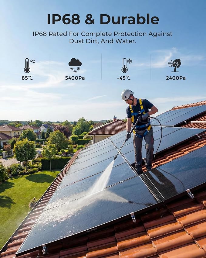 1000 Watt Solar Panel 5 PCS 200W N-Type 16BB 12V Solar Panels with 25.6% High Efficiency IP68 Waterproof 30-Year Long-Lasting Monocrystalline Panels for RV Van Marine &amp Off-Grid Systems