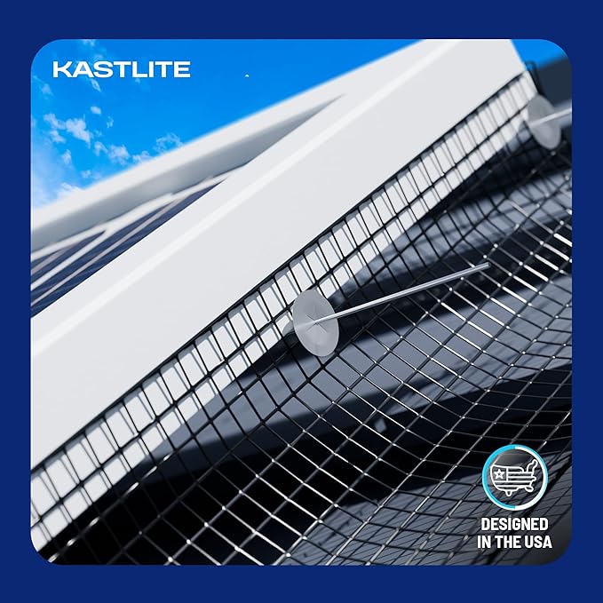 KASTLITE Solar Panel Bird Guard Mesh Kit - 6in x 100ft PVC Coated Galvanized Wire Screen 100 Stainless Clips Pliers &amp Gloves - No Drill Critter Shield Rodent Barrier Fence for Under Panels Bla