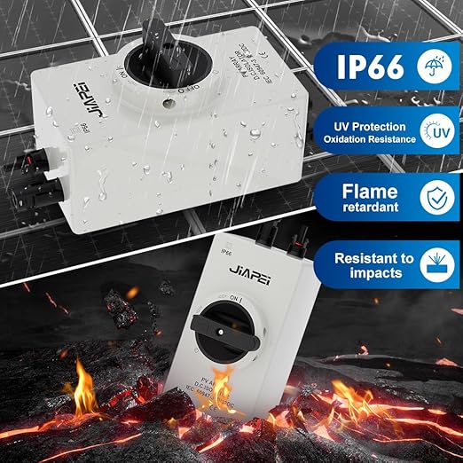 Isolator Switch Solar Disconnect Switch 32 Amp DC1200V with IP66 Waterproof Enclosure for Rooftop Solar Systems RVs and Boats