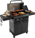 4 Burner Propane Gas Grill with 1 Side Burner 50000 BTU Outdoor BBQ Grill Heavy-Duty Steel Construction Cast Iron Cooking Grates &amp Griddle Backyard Patio Barbecue