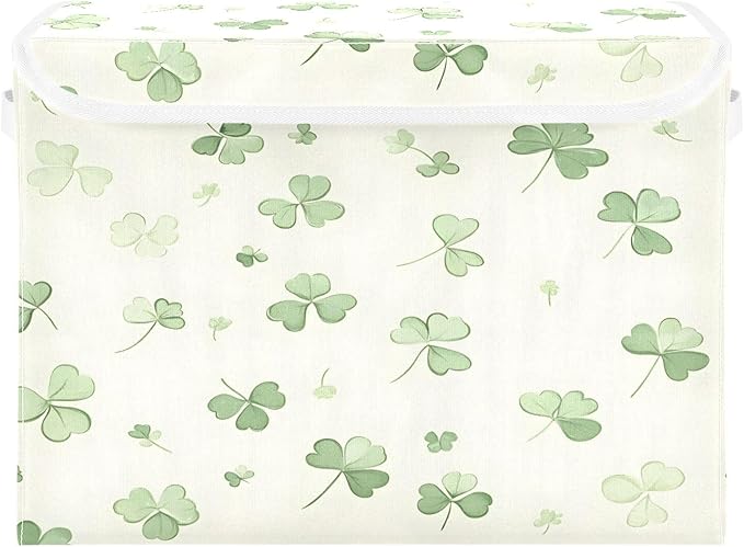 Clover Fabric Storage Bins with Lids and HandleFoldable Storage Bins with LidsCloset Organizers for Clothes Storage Room Organization Office Storage Chest Organizer