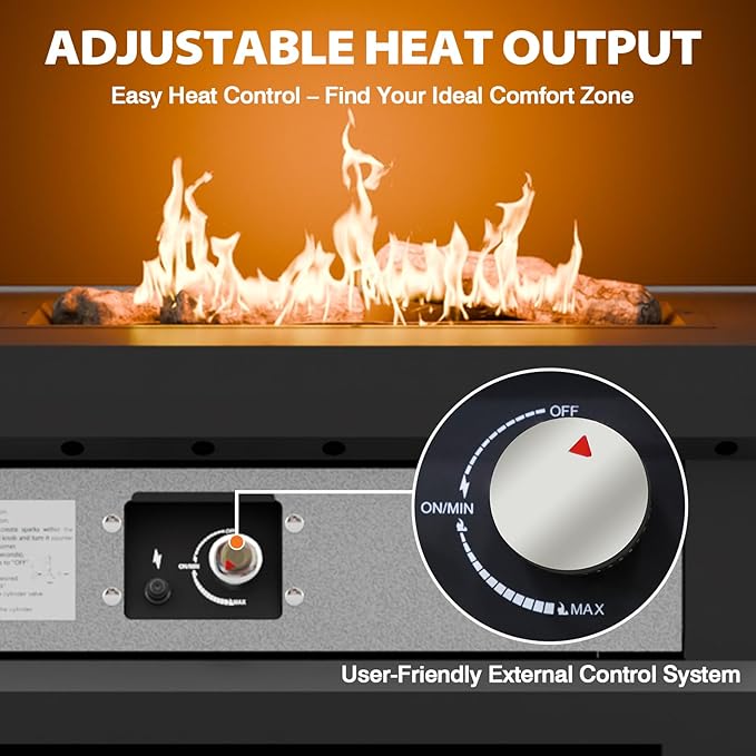 COOS BAY Outdoor Propane Fire Pit 50000 BTU Smokeless Gas Fireplace with Mesh Doors Tank Storage &amp Adjustable Flame for Patio Deck Backyard Black/Gray