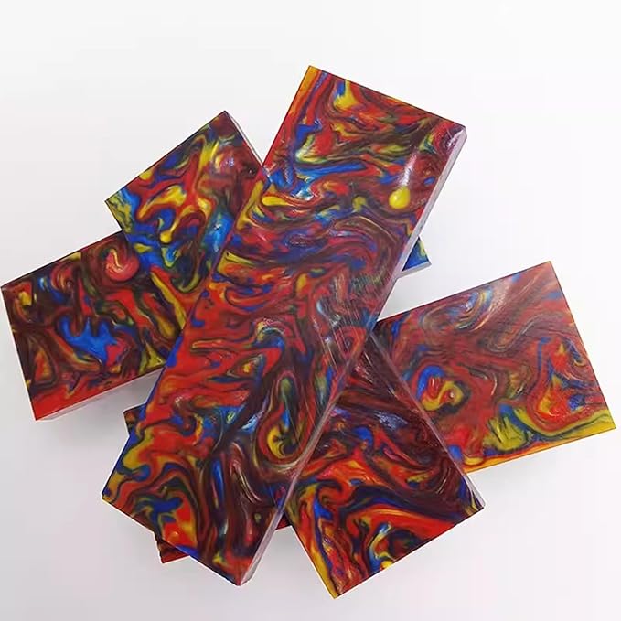 2-piece Set Of Knife Scales Blanks Red Yellow And Blue Mixed Color DIY Resin Handle Material(4pcs)