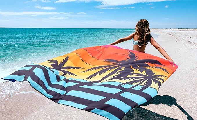 Beach Blanket Waterproof Sandproof Beach Mat 79 X 83/10'x9'for 2-8 Adults Quick Drying Outdoor Picnic Mat Beach Accessories for Travel Camping Hiking